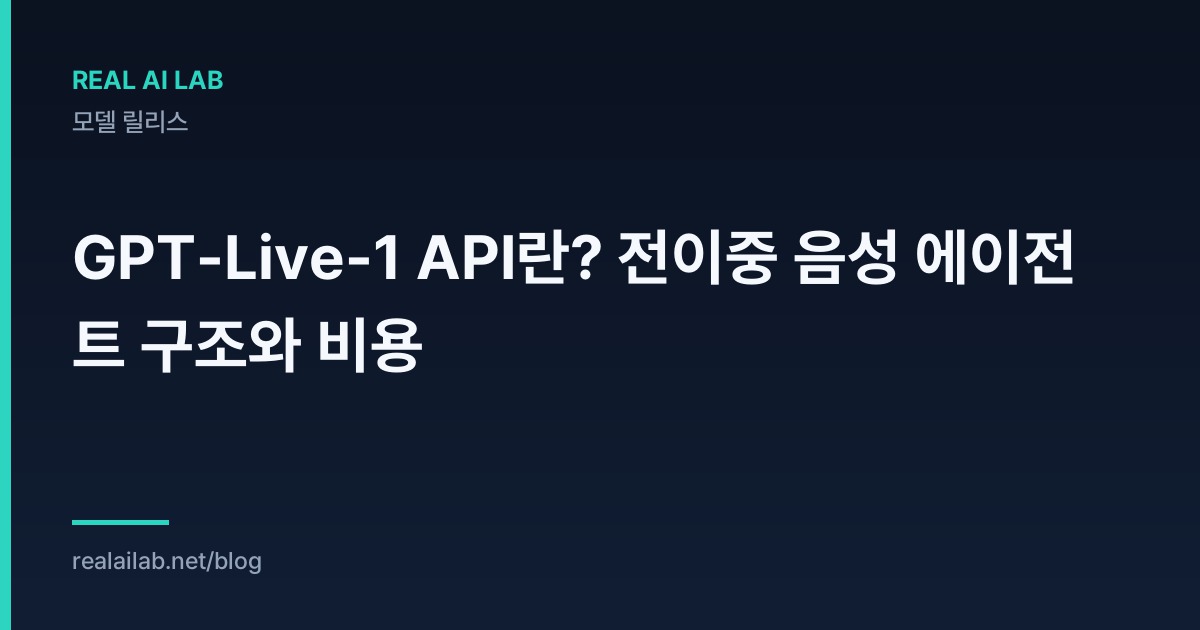 GPT-Live-1 API란? 전이중 음성 에이전트 구조와 비용